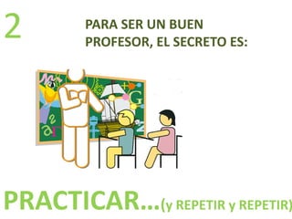 PARA SER UN BUEN
PROFESOR, EL SECRETO ES:
PRACTICAR…(y REPETIR y REPETIR)
2
 