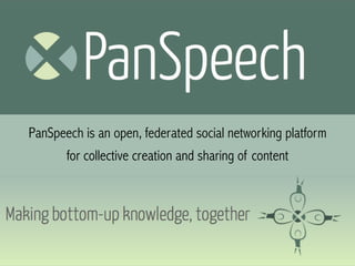 PanSpeech is an open, federated social networking platform
for collective creation and sharing of content
 
