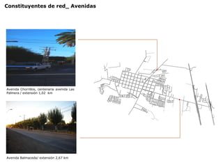 Constituyentes de red_ Avenidas Avenida Balmaceda/ extensión 2,67 km Avenida Chorrillos, centenaria avenida Las Palmera   / extensión 1,02  km 