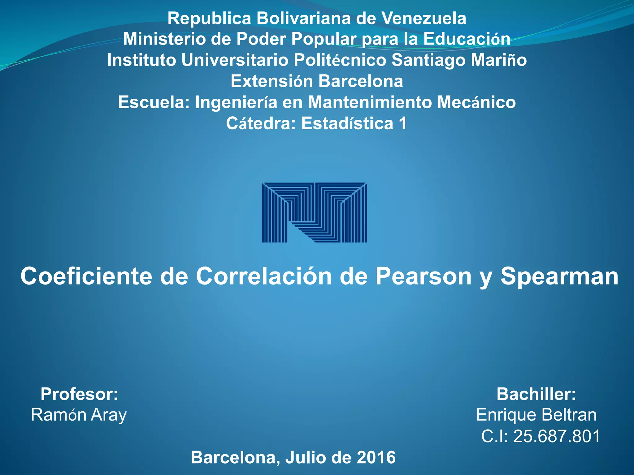 Coeficiente de Correlación de Pearson y Spearman | PPT
