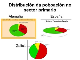 Alemaña  España Galicia Distribución da poboación no sector primario 