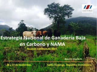 Estrategia Nacional de Ganadería Baja
en Carbono y NAMA
Reunión CODEGALAC 2015.
Mauricio Chacón N.
26 y 27 de noviembre. Santo Domingo, República Dominicana
 