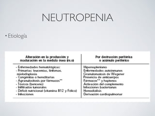 NEUTROPENIA
• Etiología
 