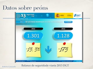 Datos sobre peóns
Balance de seguridade viaria 2013 DGTRoberto Cameselle
 