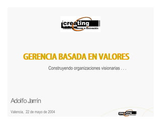 Construyendo organizaciones visionarias . . .




Adolfo Jarrín
Valencia, 22 de mayo de 2004
 