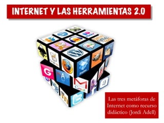 INTERNET Y LAS HERRAMIENTAS 2.0
Las tres metáforas de
Internet como recurso
didáctico (Jordi Adell)
 