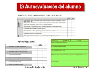 b) Autoevaluación del alumno
Ana BasterraJunta de Andalucía
 