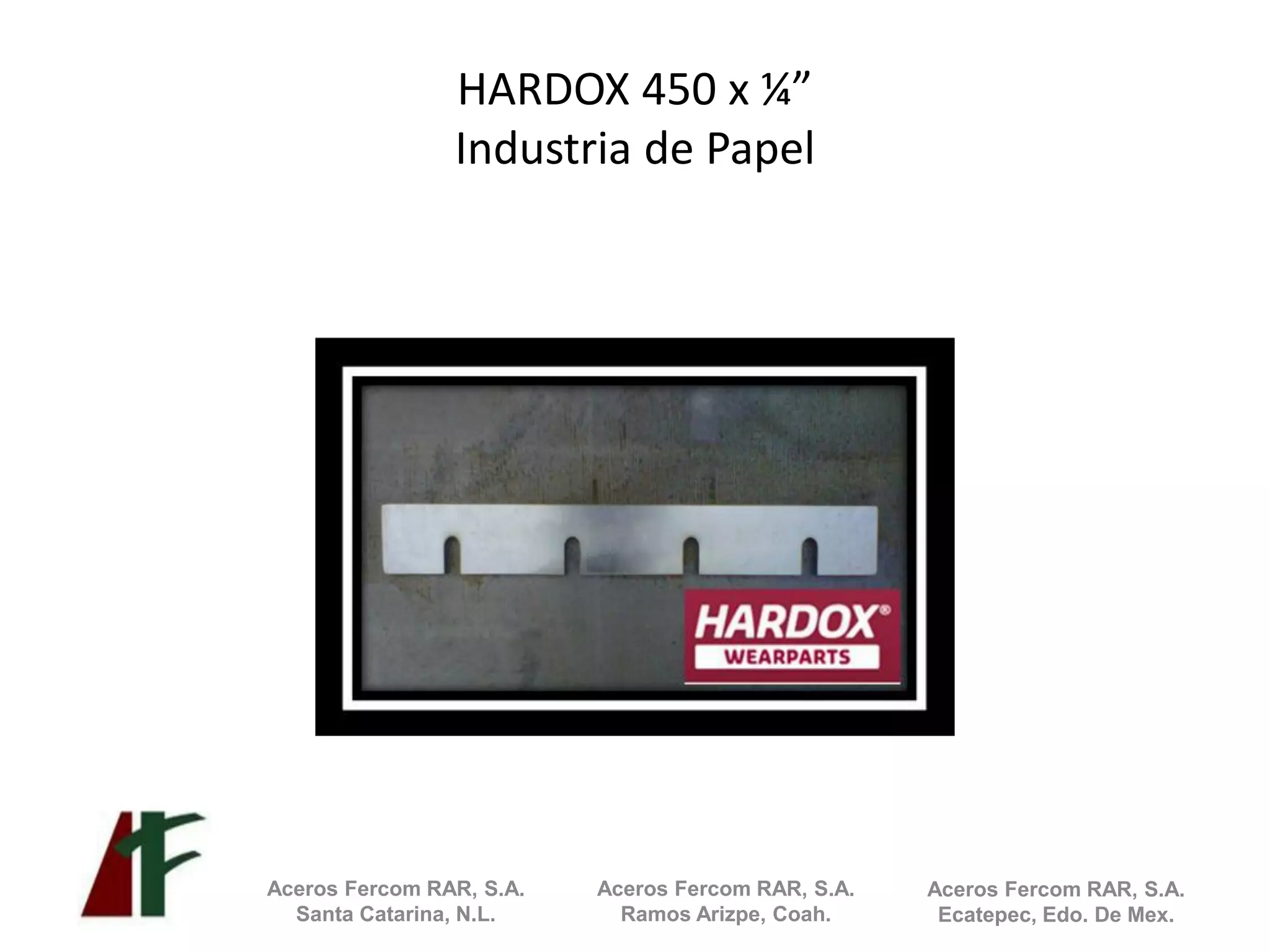 ACEROS FERCOM - HARDOX WEARPARTS - | PDF