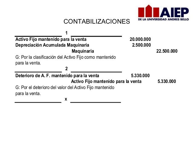 Venta de activo fijo asiento contable