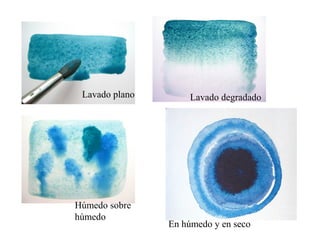 Lavado plano        Lavado degradado




Húmedo sobre
húmedo
                En húmedo y en seco
 