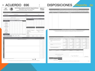 • ACUERDO 696 : DISPOSICIONES (Reporte de
Evaluación)
 