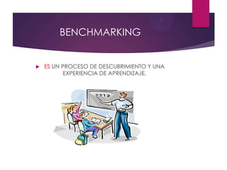 BENCHMARKING
 ES UN PROCESO DE DESCUBRIMIENTO Y UNA
EXPERIENCIA DE APRENDIZAJE.
 