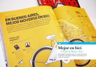 INFOGRAFÍA » BRANDO




Mejor en bici
—Ciudad de Buenos Aires
Doble página infográfica sobre el circuito porteño de
bicisendas e información relativa a la bicicleta como
medio de transporte.
 