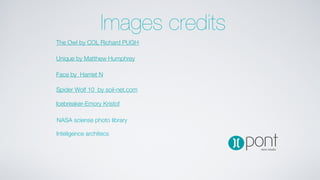 Images credits
The Owl by COL Richard PUGH

Unique by Matthew Humphrey

Face by Harriet N

Spider Wolf 10 by soil-net.com

Icebreaker-Emory Kristof

NASA sciense photo library

Inteligence architecs
 