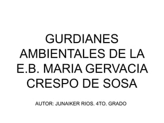 GURDIANES
AMBIENTALES DE LA
E.B. MARIA GERVACIA
CRESPO DE SOSA
AUTOR: JUNAIKER RIOS. 4TO. GRADO
 