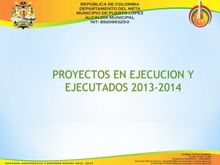 PROYECTOS EN EJECUCION Y 
EJECUTADOS 2013-2014 
 