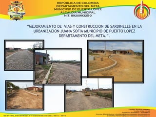 “MEJORAMIENTO DE VIAS Y CONSTRUCCION DE SARDINELES EN LA 
URBANIZACION JUANA SOFIA MUNICIPIO DE PUERTO LOPEZ 
DEPARTAMENTO DEL META.”. 
 