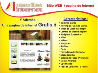 Sitio WEB / pagina de Internet



           Características:
       • Dominio Gratis
       • Hosting por un Año Gratis
       • Miles de Diseños a elegir
       • Cambio de Diseño Rápido
       • 6 Páginas ó pestañas
       • HTML
       • Videos
       • Imágenes
       • Sonido
       • Flash
       • Formulario de Contacto
       • Mapa Satelital
       • Galería de Fotos (Premium)
       • Link al Anuncio
       • Optimizado
       • Fácil de Construir - 3 Pasos
 