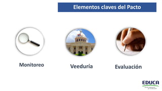 Monitoreo Veeduría Evaluación
Elementos claves del Pacto
 