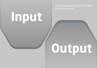 Input
Output
You can’t produce what you don’t own:
Inputs drive outputs
 