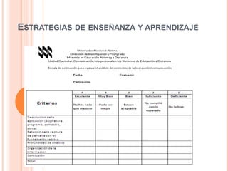 ESTRATEGIAS DE ENSEÑANZA Y APRENDIZAJE
 