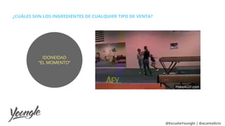¿CUÁLES SON LOS INGREDIENTES DE CUALQUIER TIPO DE VENTA?
@EscuelaYoungle | @acantalicio
IDONEIDAD
“EL MOMENTO”
 