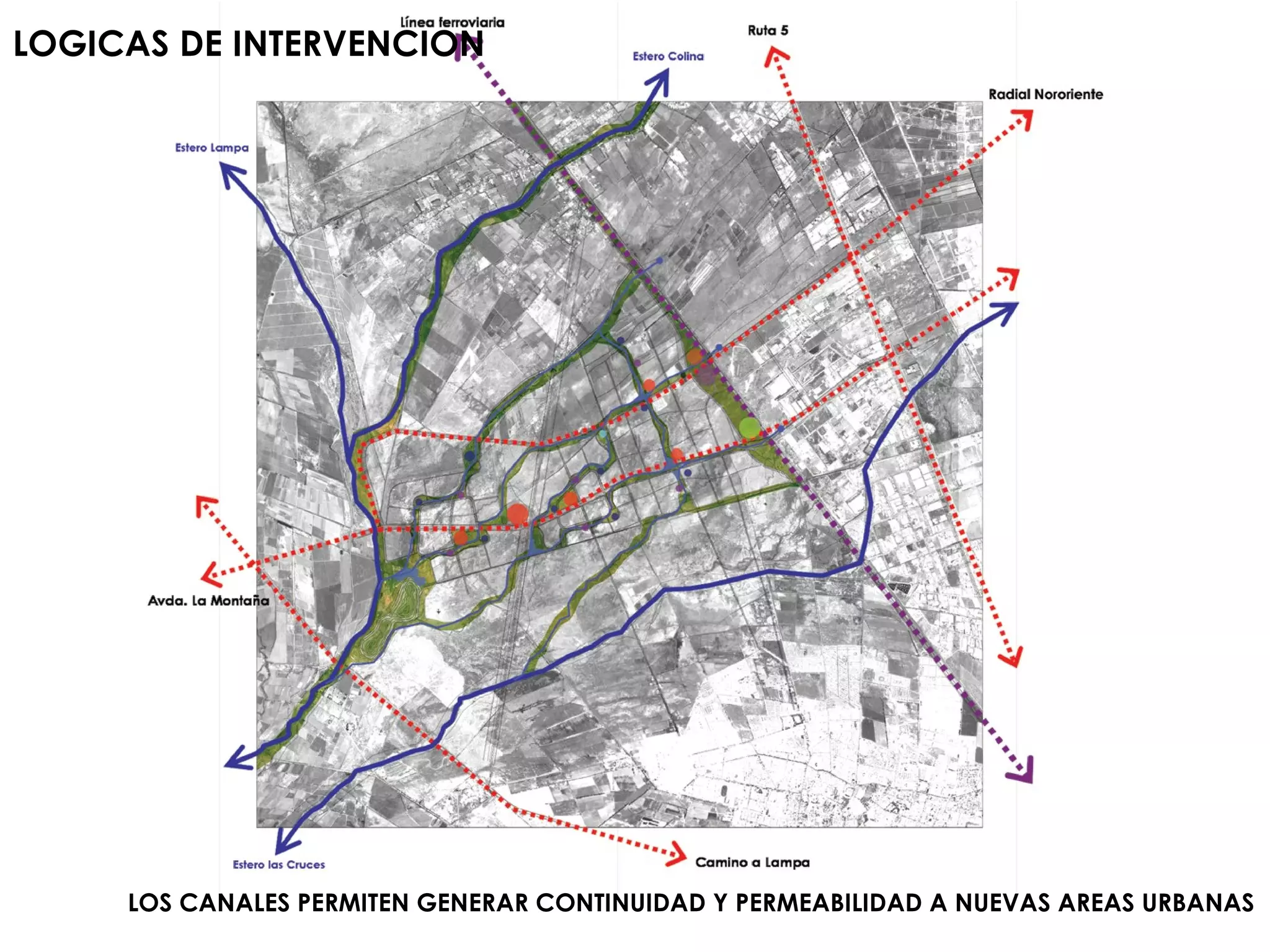 LOGICAS DE INTERVENCION   LOS CANALES PERMITEN GENERAR CONTINUIDAD Y PERMEABILIDAD A NUEVAS AREAS URBANAS 