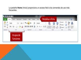 La pestaña Home (Inicio) proporciona un acceso fácil a los comandos de uso más 
frecuentes. 
 