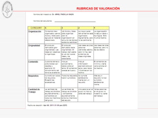 RUBRICAS DE VALORACIÓN 