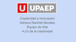 Creatividad e Innovación
Adriana Nachieli Morales
Equipo de Arte
4 p’s de la creatividad
 