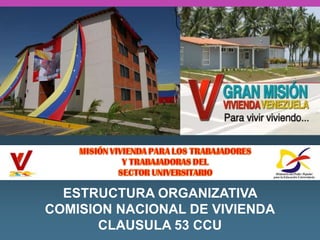 ESTRUCTURA ORGANIZATIVA
COMISION NACIONAL DE VIVIENDA
CLAUSULA 53 CCU

 
