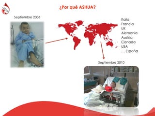 ¿Por qué ASHUA?
Septiembre 2006!
Septiembre 2010!
Italia
Francia
UK
Alemania
Austria
Canada
USA
… España
 