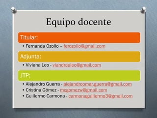 Equipo docente
 