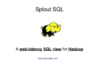 Splout SQL




A web-latency SQL view for Hadoop

          http://sploutsql.com
 