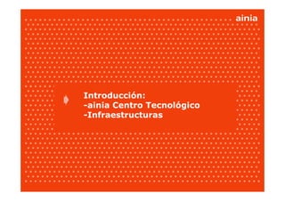 Introducción:
-ainia Centro Tecnológico
-Infraestructuras
 