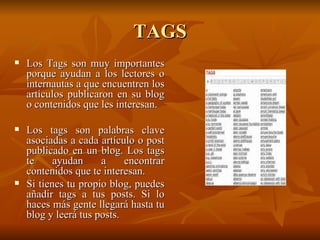 FOLCSONOMÍA Folcsonomía:  Se refiere a un sistema de clasificación colaborativa web que utiliza etiquetas para agrupar enlaces, artículos, fotografías.  Entornos de software social;  sus mejores exponentes son los sitios compartidos como: del.icio.us (enlaces favoritos)  Flickr (fotos)  Tagzania (lugares)  flof (lugares) o  43 Things (deseos). Las folcsonomías surgen cuando varios usuarios colaboran en la descripción de un mismo material informativo.  Ejemplo: nuve de tags 