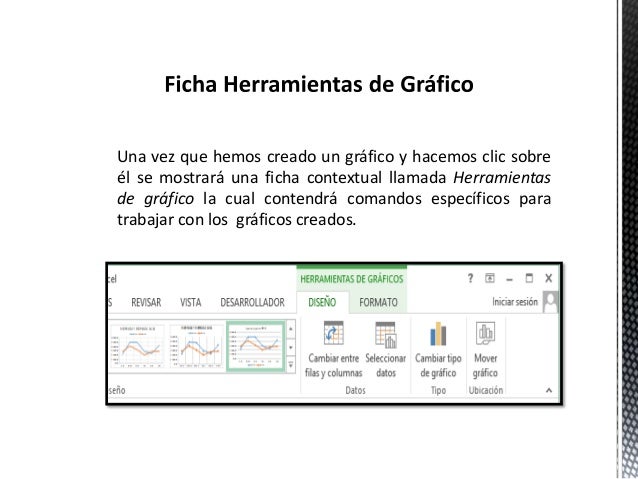 Una vez que hemos creado un grÃ¡fico y hacemos clic sobre
Ã©l se mostrarÃ¡ una ficha contextual llamada Herramientas
de grÃ¡fi...