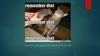 - YOU WILL LOSE WEIGHT IF YOU STICK TO THE DIET.
 