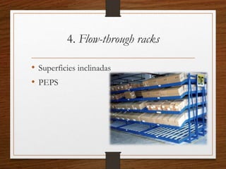 4. Flow-through racks
• Superficies inclinadas
• PEPS
 