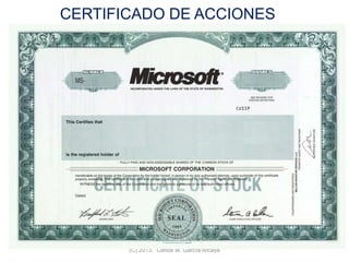 CERTIFICADO DE ACCIONES
(C) 2013. Carlos M. García Arcaya
 