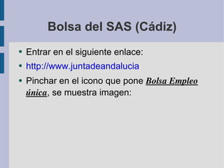 Bolsa del SAS (Cádiz) ,[object Object],[object Object],[object Object]