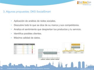 15
Conclusiones
Somos expertos en
integración y análisis de datos
Sacamos el máximo partido
a los datos de su empresa y del mercado
Proporcionamos una visión clara
de qué está pasando
Le sugerimos cuales son
las actuaciones que puede realizar
Le permitimos decidir
con la máxima información
 
