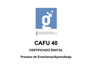 CAFU 40 CERTIFICADO DIGITAL Proceso de Enseñanza/Aprendizaje 