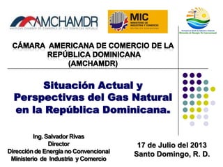 Situación Actual y
Perspectivas del Gas Natural
en la República Dominicana.
17 de Julio del 2013
Santo Domingo, R. D.
 