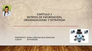 CAPÍTULO 3
SISTEMAS DE INFORMACIÓN,
ORGANIZACIONES Y ESTRATEGIA
MAESTRANTE DANIA CAROLINA SILVA MONCADA
CUENTA 201910030258
 