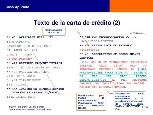 Presentacion cartas de credito
