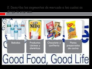 2. D escriba los segmentos de mercado a los cuales se dirige la empresa. 