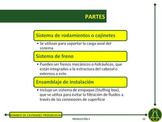 PARTES




BOMBEO DE CAVIDADES PROGRESIVAS
                                  PRODUCCIÓN II     23
 