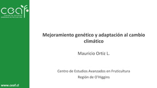 Mejoramiento genético y adaptación al cambio
climático
Mauricio Ortiz L.
Centro de Estudios Avanzados en Fruticultura
Región de O’Higgins
www.ceaf.cl
 