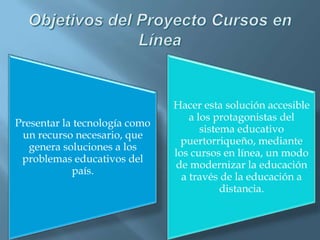 Objetivos del ProyectoCursos en Línea